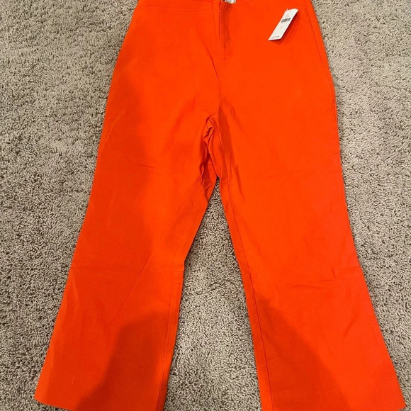 NWT new Anthropologie maeve structured bombshell capris pants red 6 orange - Picture 6 of 15